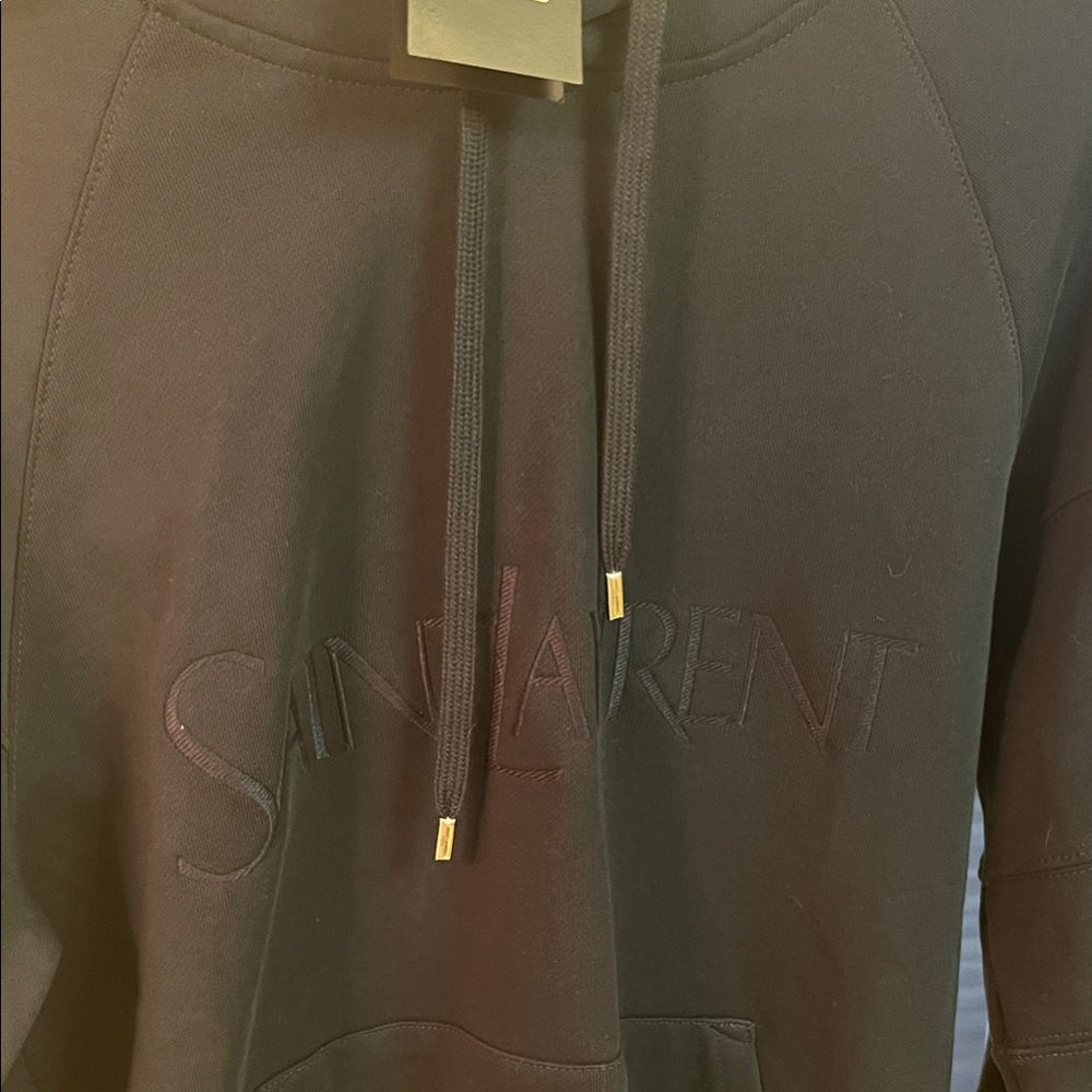 Saint Laurent Black Crewneck Sweatshirt with Tonal Logo